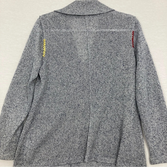 Barbara Katz Gray Multi Color Embroidered Collar Button Knit Cardigan Large - Picture 10 of 12